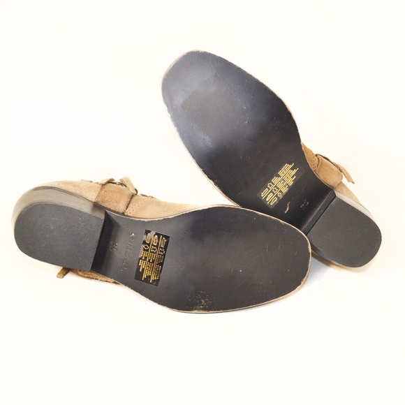 New DIESEL Taupe Suede Square Toe Harness Western Ankle Boots Size 5 - Picture 6 of 8